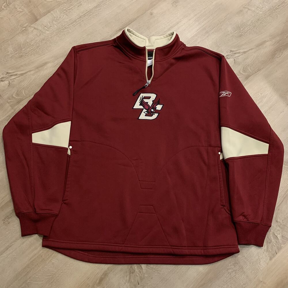 Reebok Boston College BC Eagles Fleece 1/4 Quarter Zip Men's L Pullover Jacket